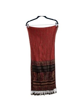 Pashmina 55% Pashmina 45% Silk Scarf Orange Brown Fall Colors One Size